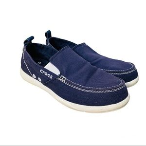 Crocs Men's Navy Walu Blue Slip-On Boat Loafer - Size 7